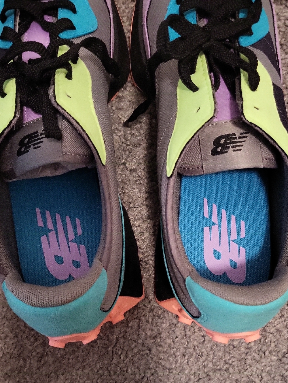 New Balance Men's 327 Colorblock Runner — Purple, Teal & Neon Accent - Picture 9 of 9
